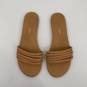 TKEES Serena flat slide sandal shoe tan brown strappy straps women 11